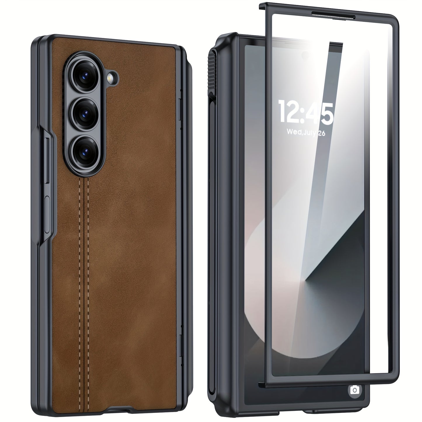 LeatherShield for Z Fold 7 and 6 – Matte Faux Leather S Pen Case