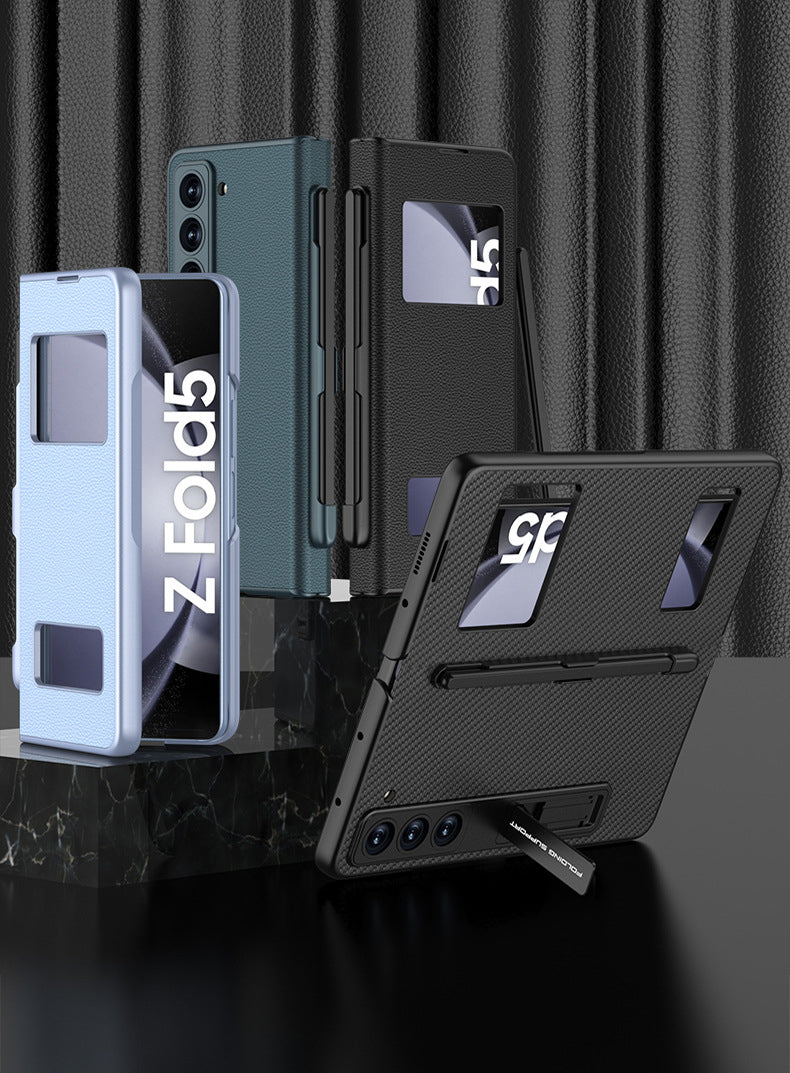 All-in-One Luxury Z Fold Leather Case: Stylus, Stand & Hinge