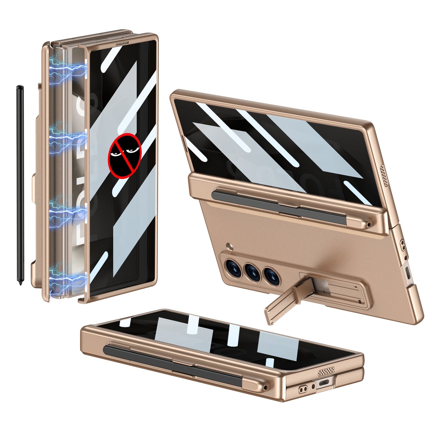 FoldShield™ 360° Privacy Armor Case with Magnetic S-Pen Hinge Guard and Discreet Kickstand