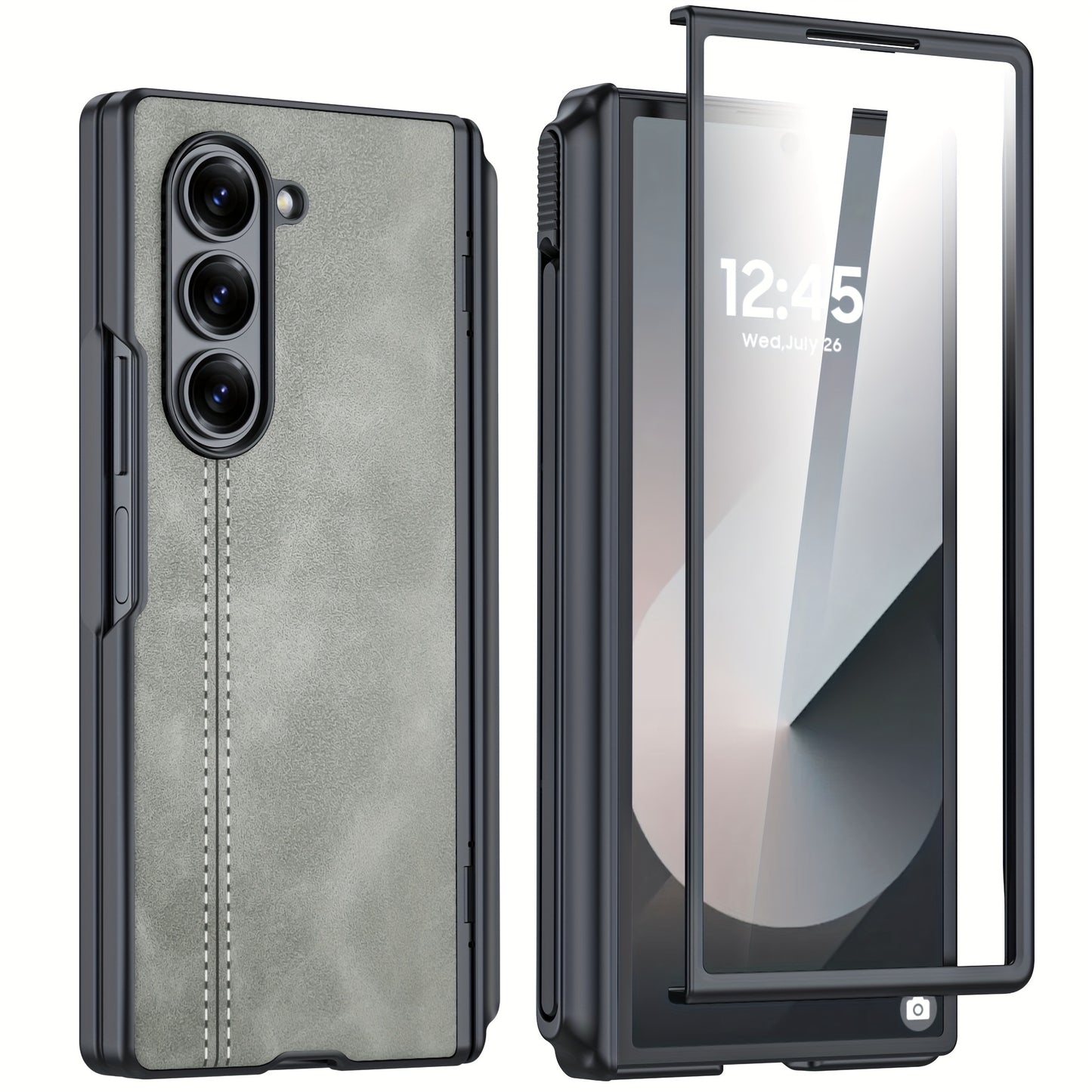 LeatherShield for Z Fold 7 and 6 – Matte Faux Leather S Pen Case