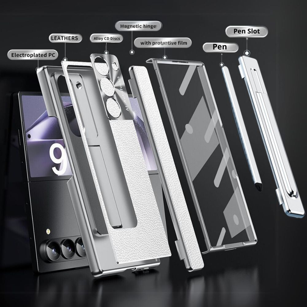 Leather Hinge S Pen Slot Kick stand Case - Z Fold Series