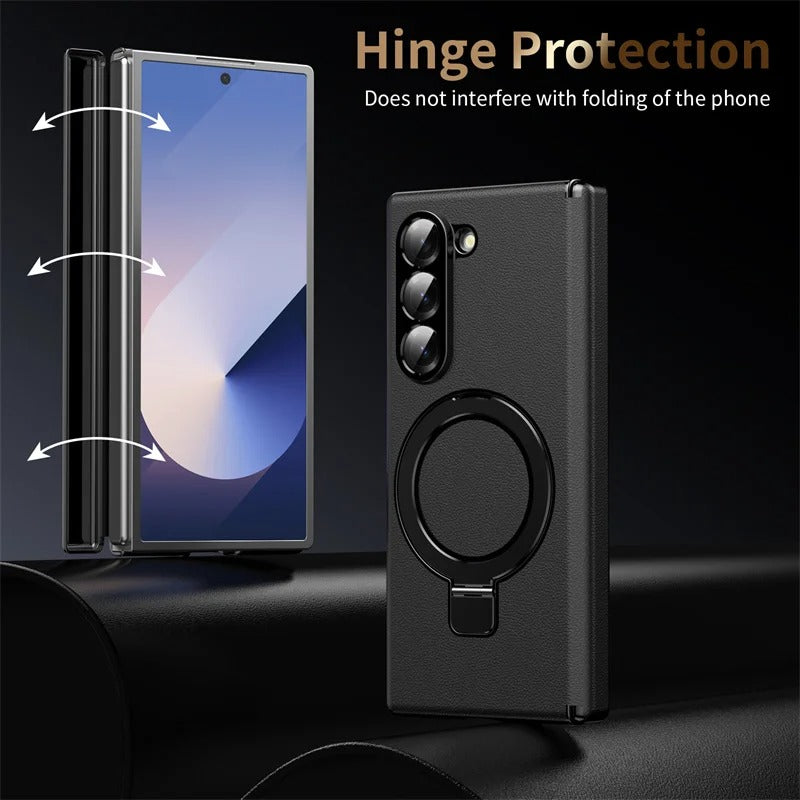 LuxMag Fold – Leather MagSafe Case with Hinge & Screen Protection