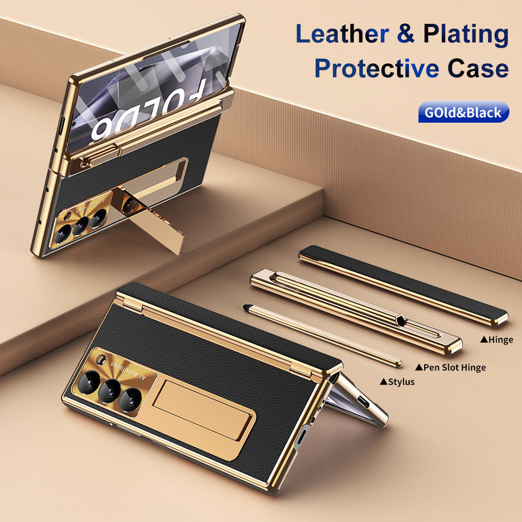 Leather Hinge S Pen Slot Kick stand Case - Z Fold Series