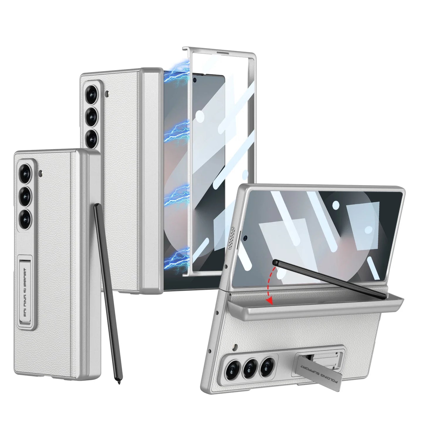 LeatherShield Hinge Z Fold 6, 5 - Pen Holder & Slim Design Case