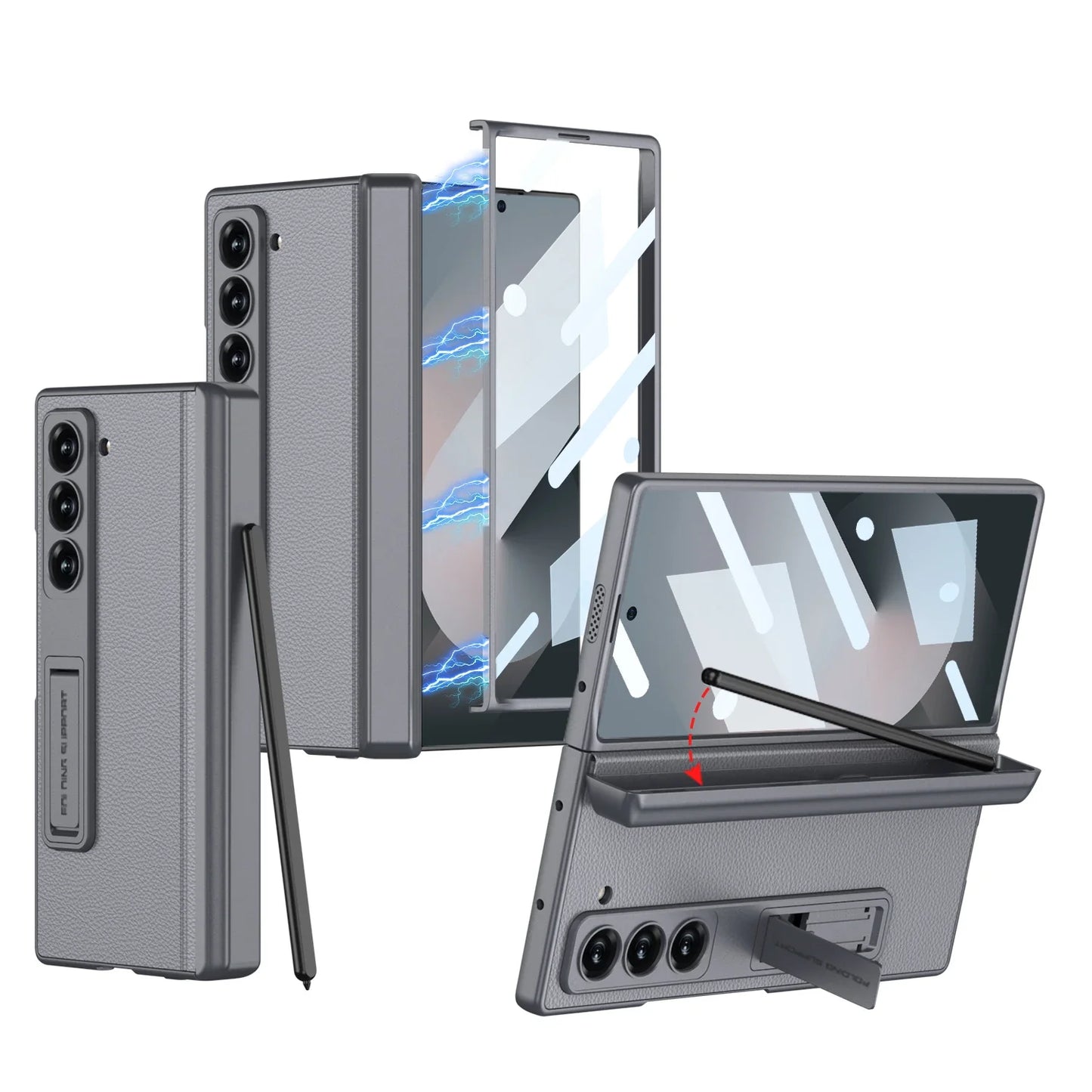 LeatherShield Hinge Z Fold 6, 5 - Pen Holder & Slim Design Case