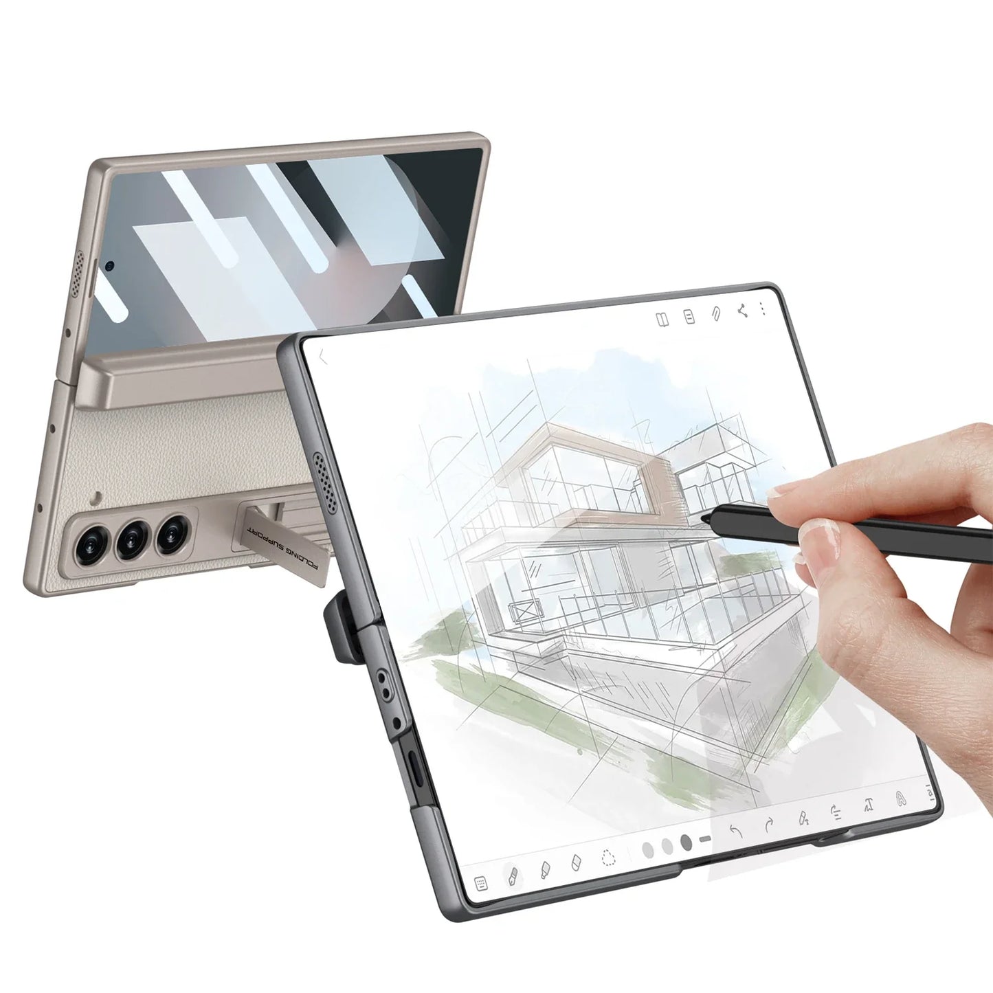 LeatherShield Hinge Z Fold 6, 5 - Pen Holder & Slim Design Case