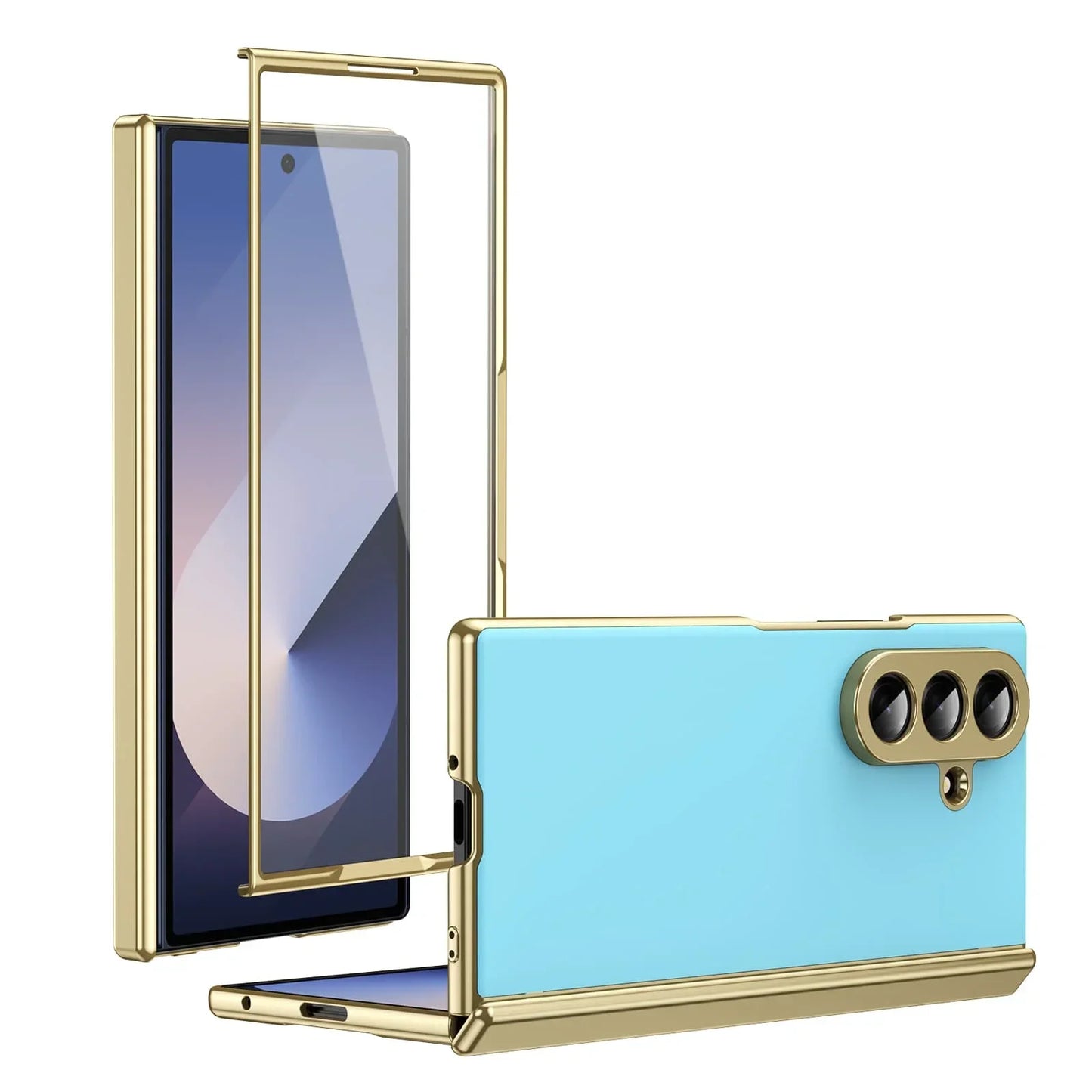 GoldEdge Fold – Matte Leather Z Fold Case with Hinge & Screen Protection
