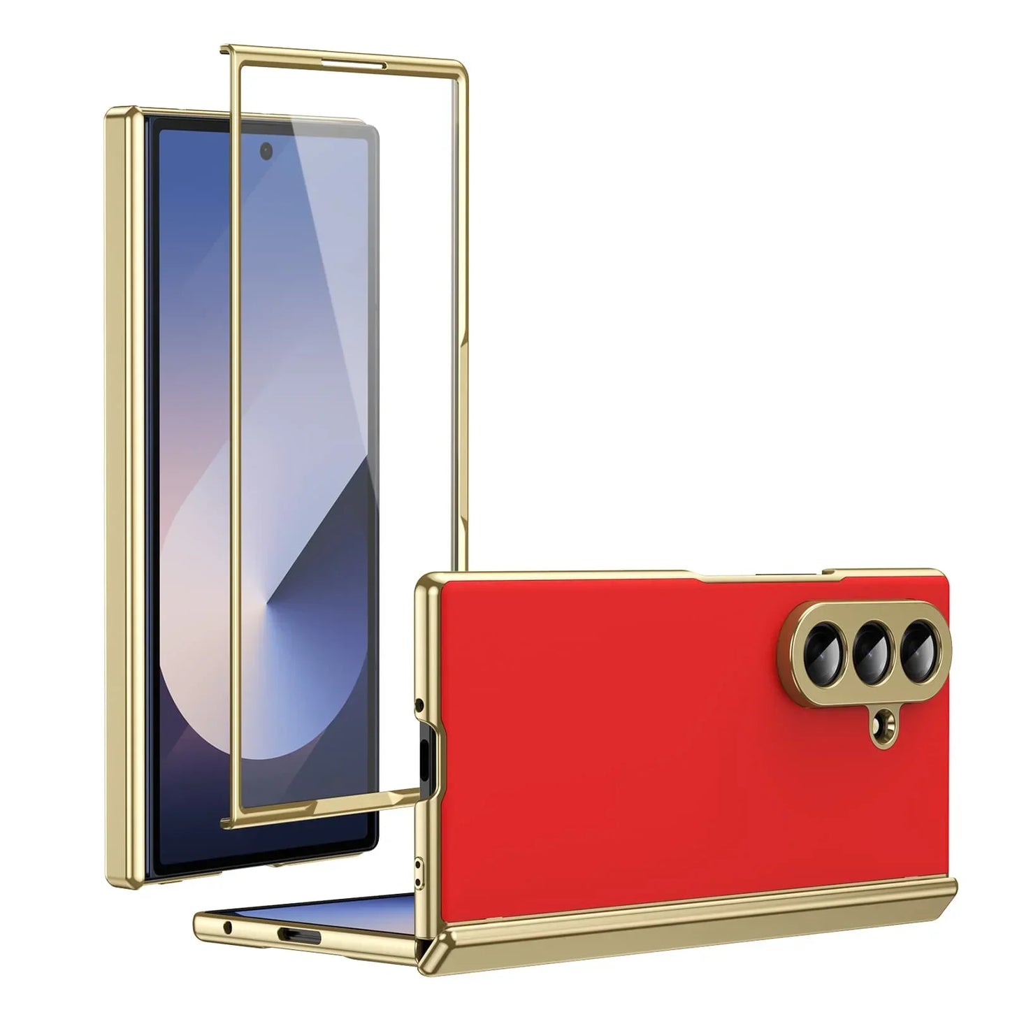 GoldEdge Fold – Matte Leather Z Fold Case with Hinge & Screen Protection