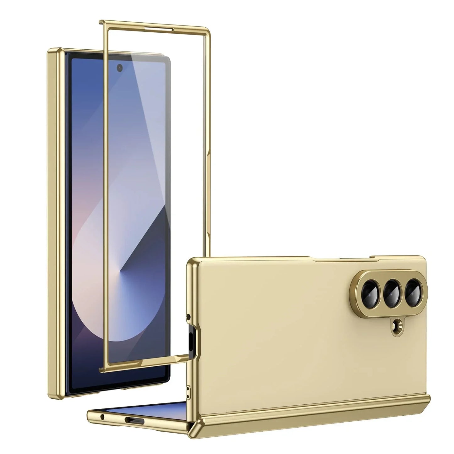 GoldEdge Fold – Matte Leather Z Fold Case with Hinge & Screen Protection