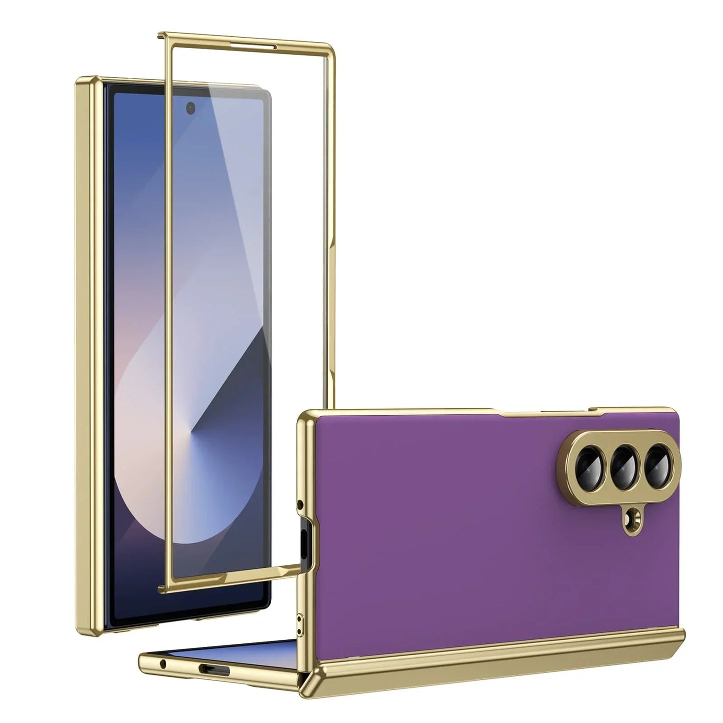 GoldEdge Fold – Matte Leather Z Fold Case with Hinge & Screen Protection