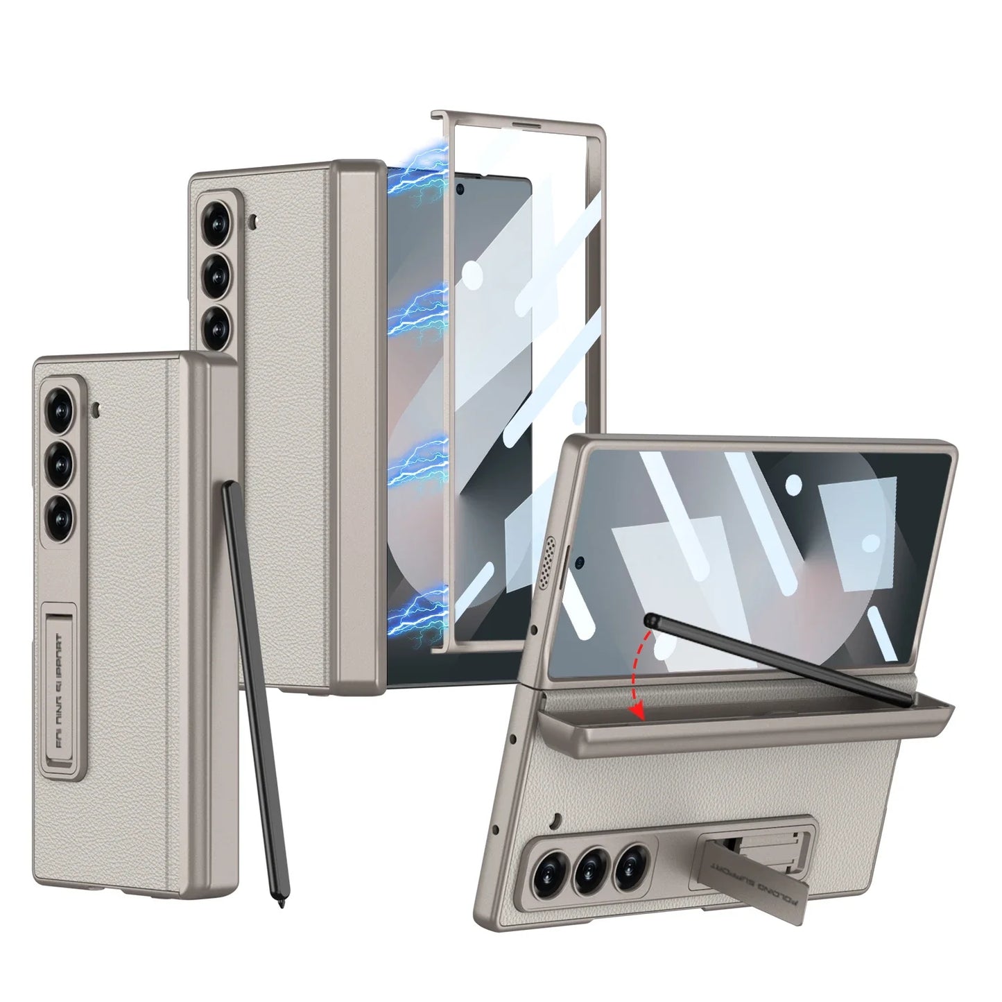 LeatherShield Hinge Z Fold 6, 5 - Pen Holder & Slim Design Case