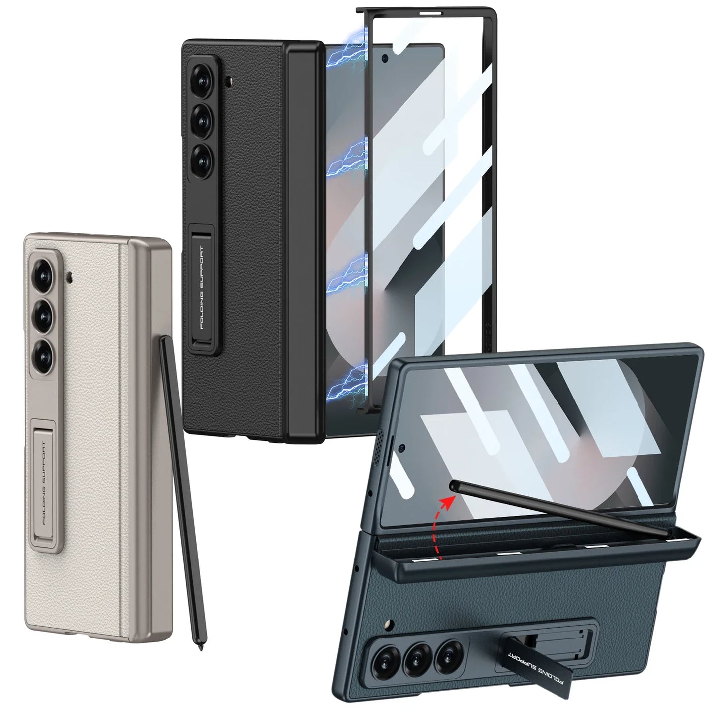 LeatherShield Hinge Z Fold 6, 5 - Pen Holder & Slim Design Case