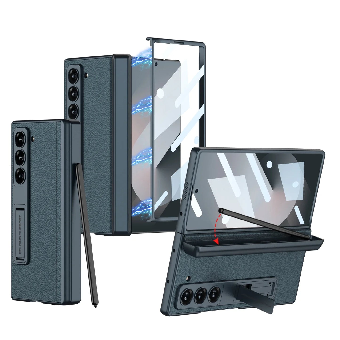 LeatherShield Hinge Z Fold 6, 5 - Pen Holder & Slim Design Case