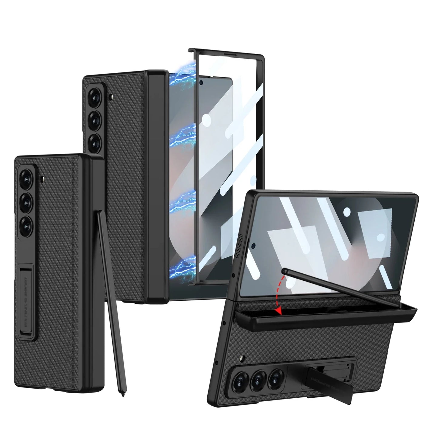 LeatherShield Hinge Z Fold 6, 5 - Pen Holder & Slim Design Case