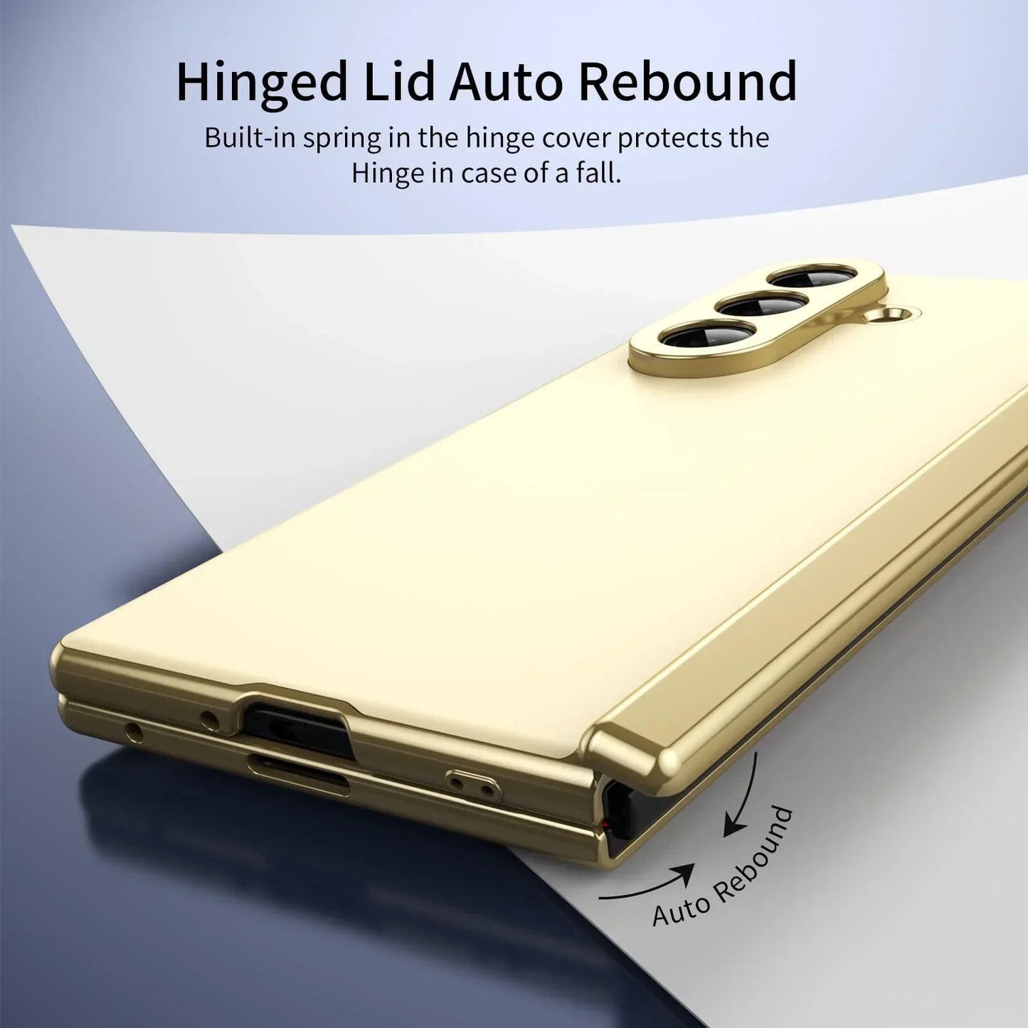 GoldEdge Fold – Matte Leather Z Fold Case with Hinge & Screen Protection