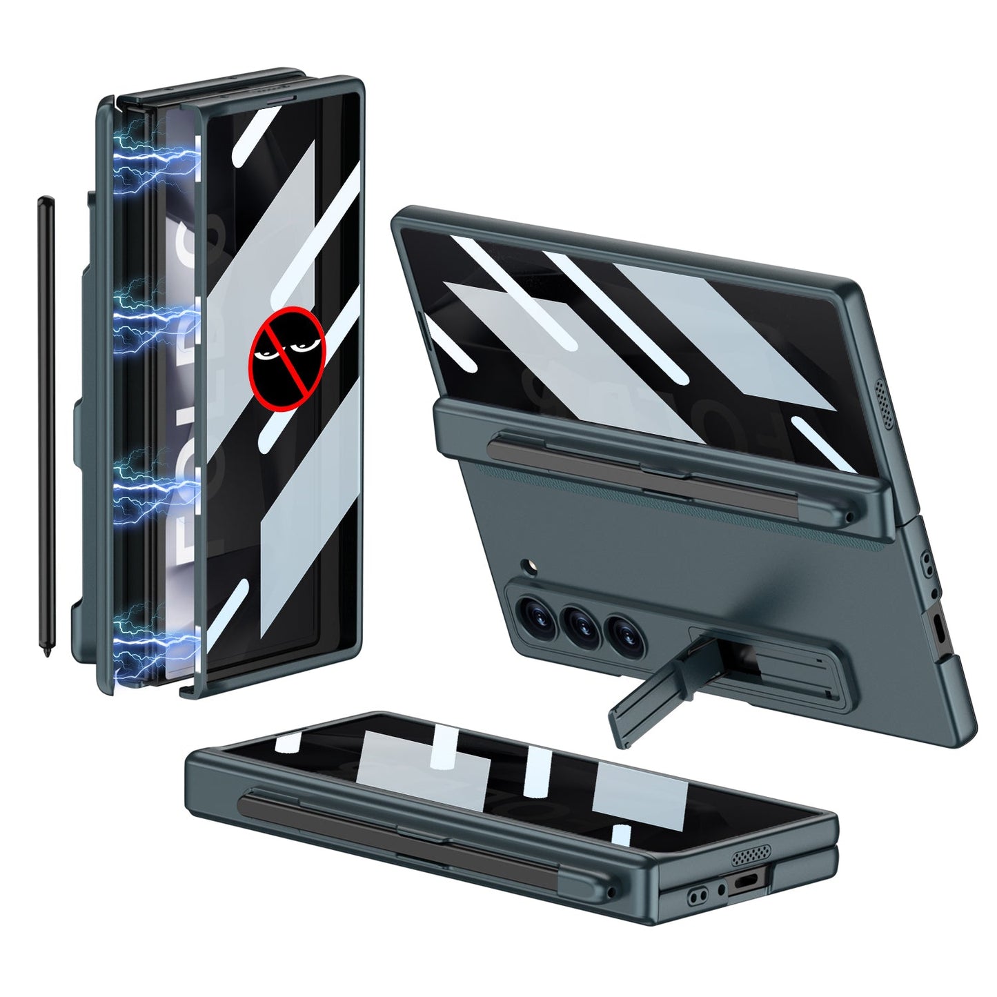 FoldShield™ 360° Privacy Armor Case with Magnetic S-Pen Hinge Guard and Discreet Kickstand
