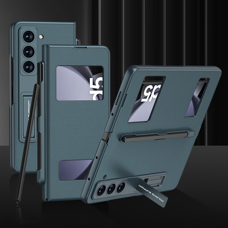 All-in-One Luxury Z Fold Leather Case: Stylus, Stand & Hinge