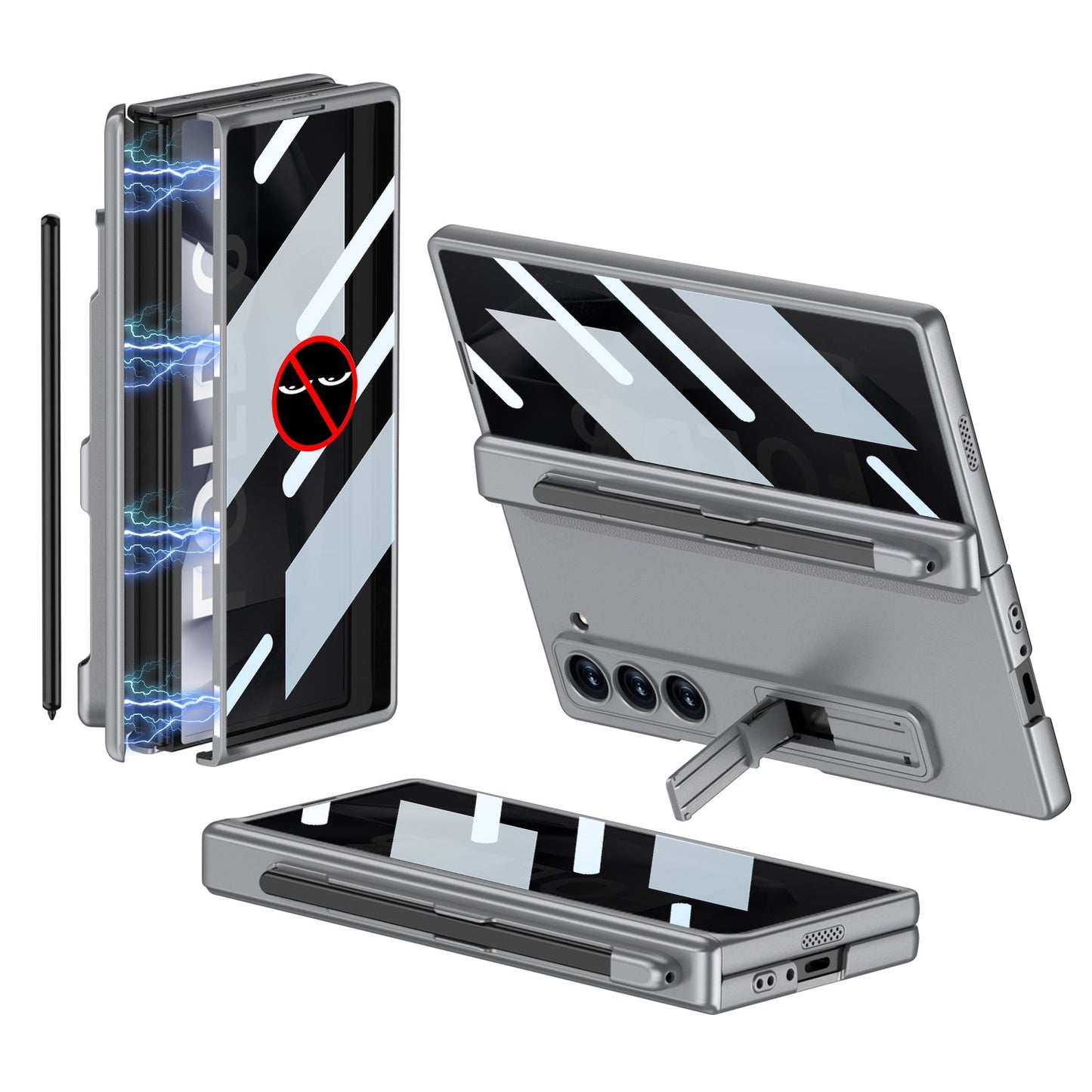 FoldShield™ 360° Privacy Armor Case with Magnetic S-Pen Hinge Guard and Discreet Kickstand