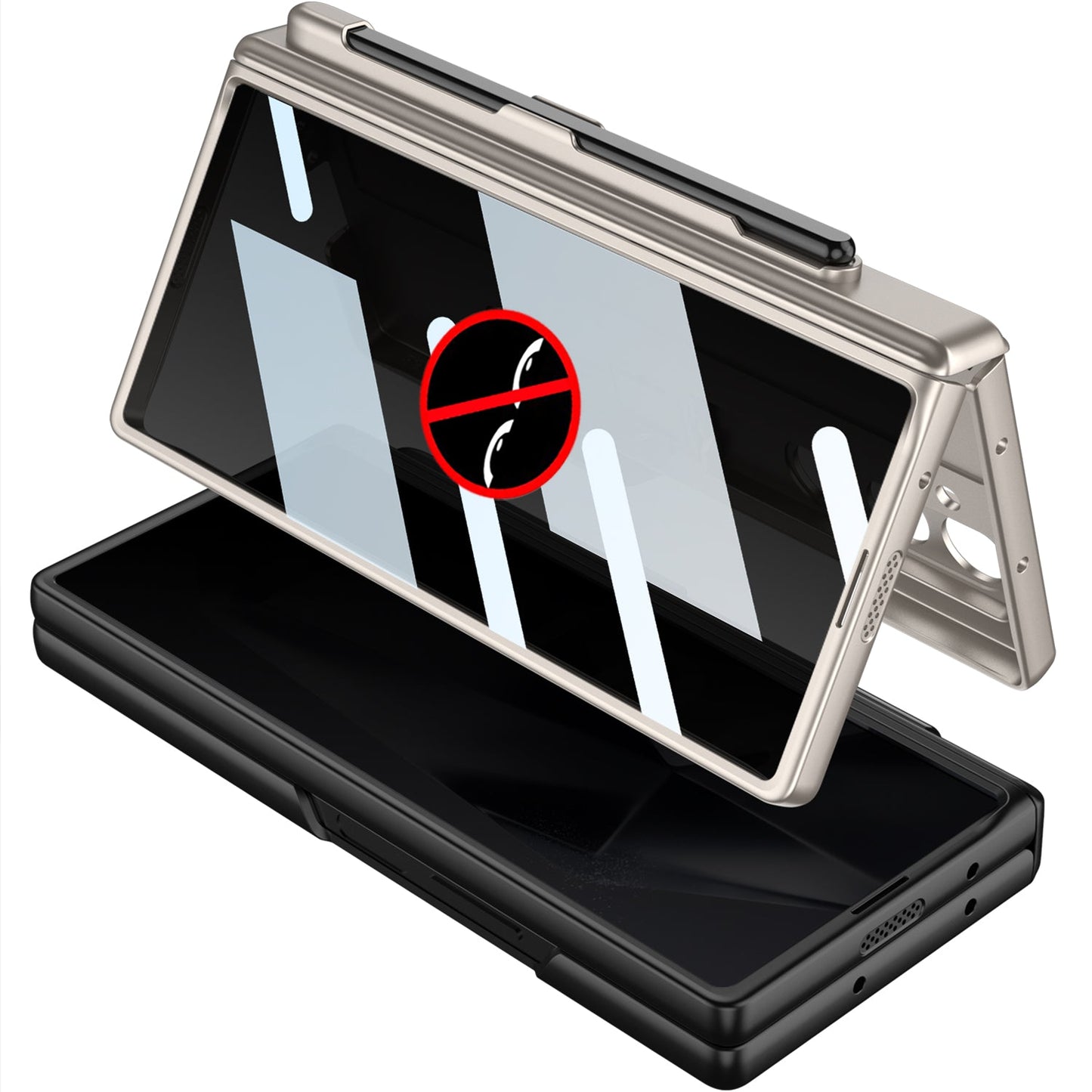 FoldShield™ 360° Privacy Armor Case with Magnetic S-Pen Hinge Guard and Discreet Kickstand