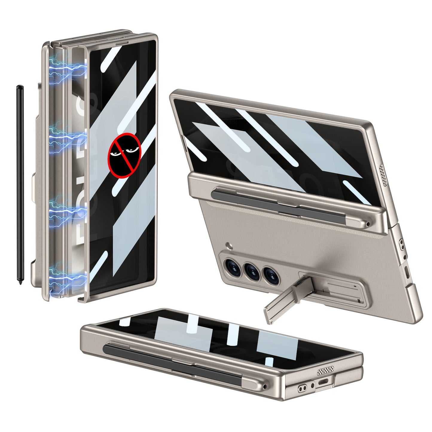 FoldShield™ 360° Privacy Armor Case with Magnetic S-Pen Hinge Guard and Discreet Kickstand