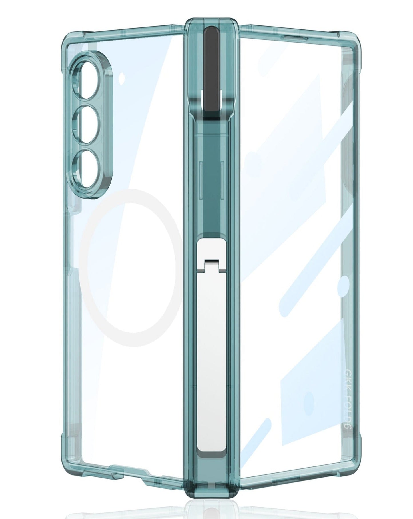Z Fold 6 Clear HD MagSafe Kickstand & Pen Holder Shockproof Case