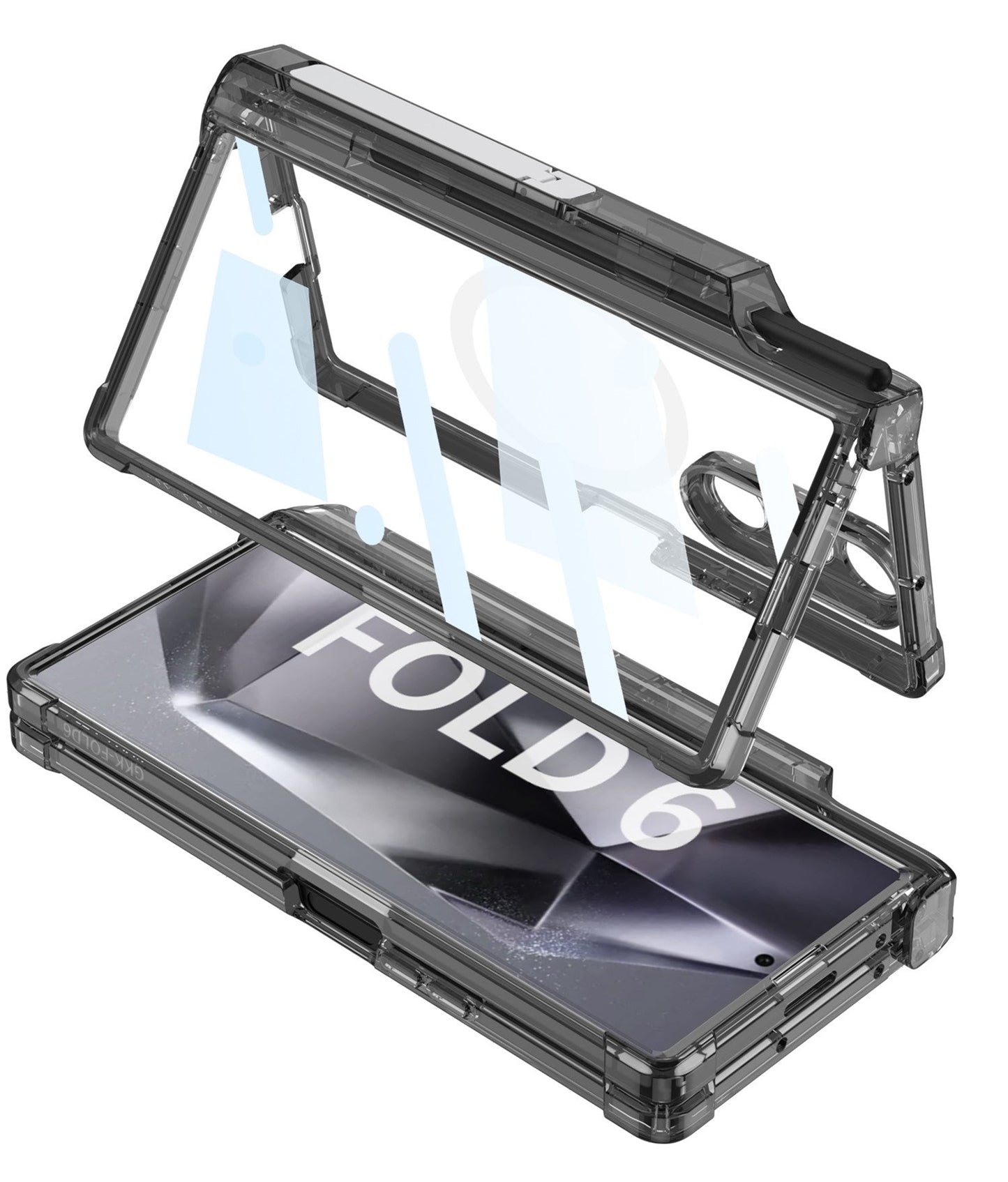 Z Fold 6 Clear HD MagSafe Kickstand & Pen Holder Shockproof Case