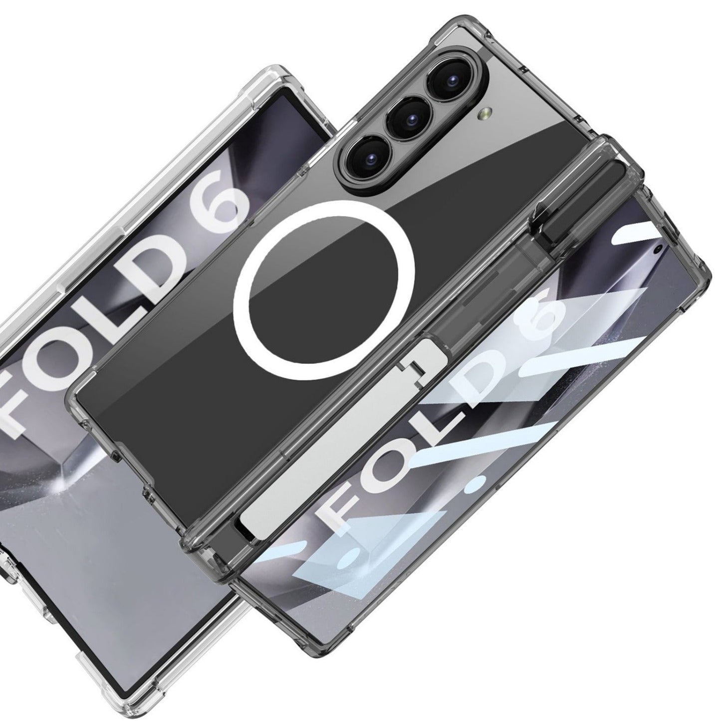 Z Fold 6 Clear HD MagSafe Kickstand & Pen Holder Shockproof Case