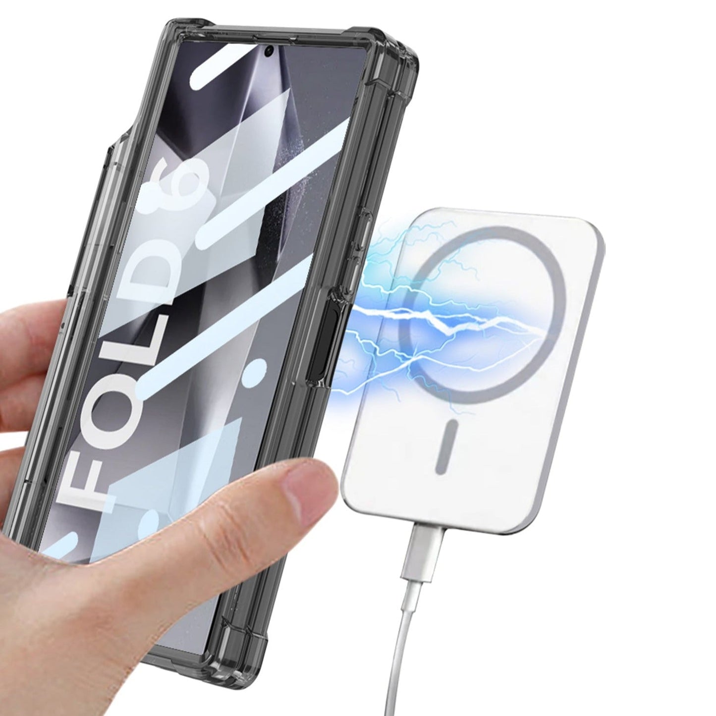 Z Fold 6 Clear HD MagSafe Kickstand & Pen Holder Shockproof Case