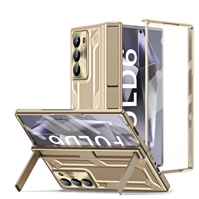 Z Fold 6 Hinge Shockproof Case with Double Kickstand & Screen Film