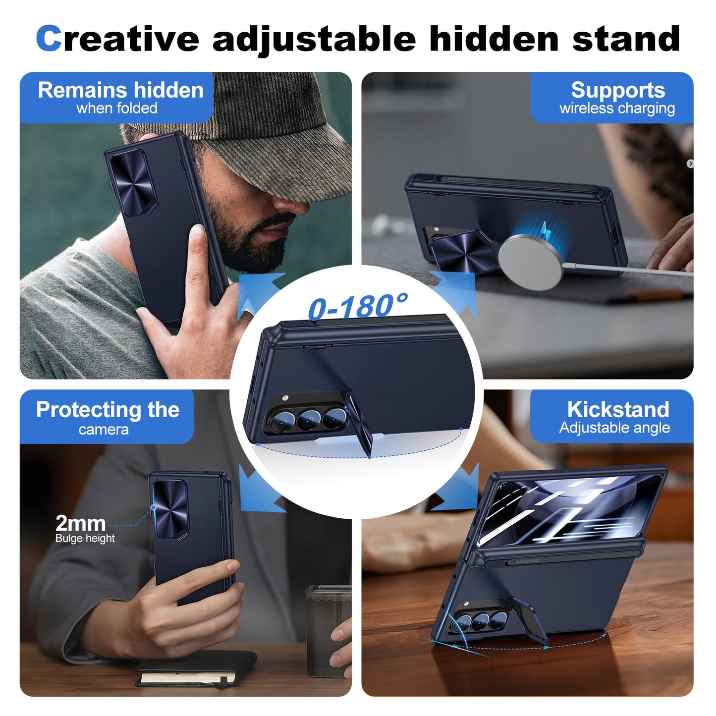 Hinge Slim Pen Slot Case, Screen Film, Kickstand, Camera Cover for Z Fold 6