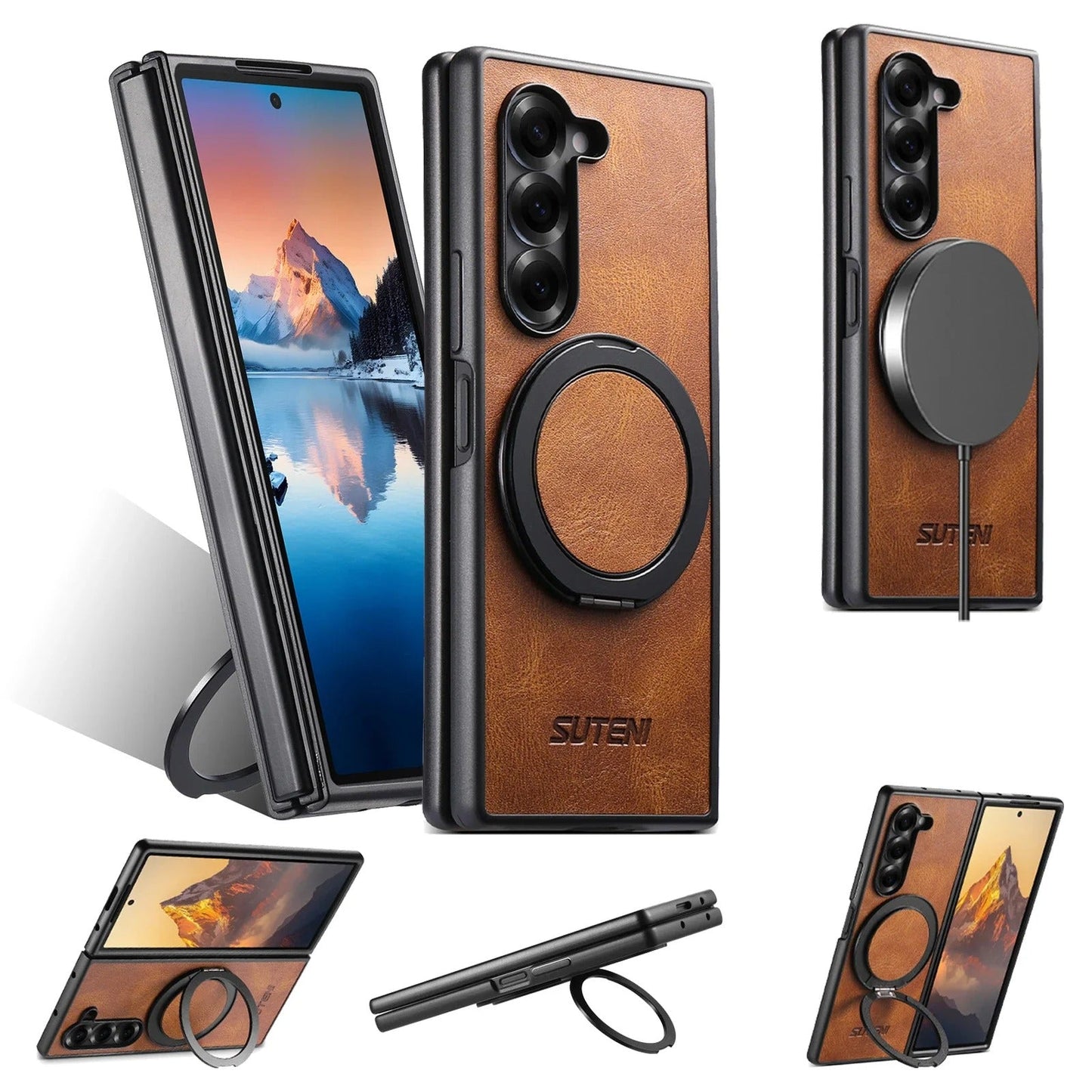 LuxTurn Fold – Vintage Leather 360° Rotating Stand Case