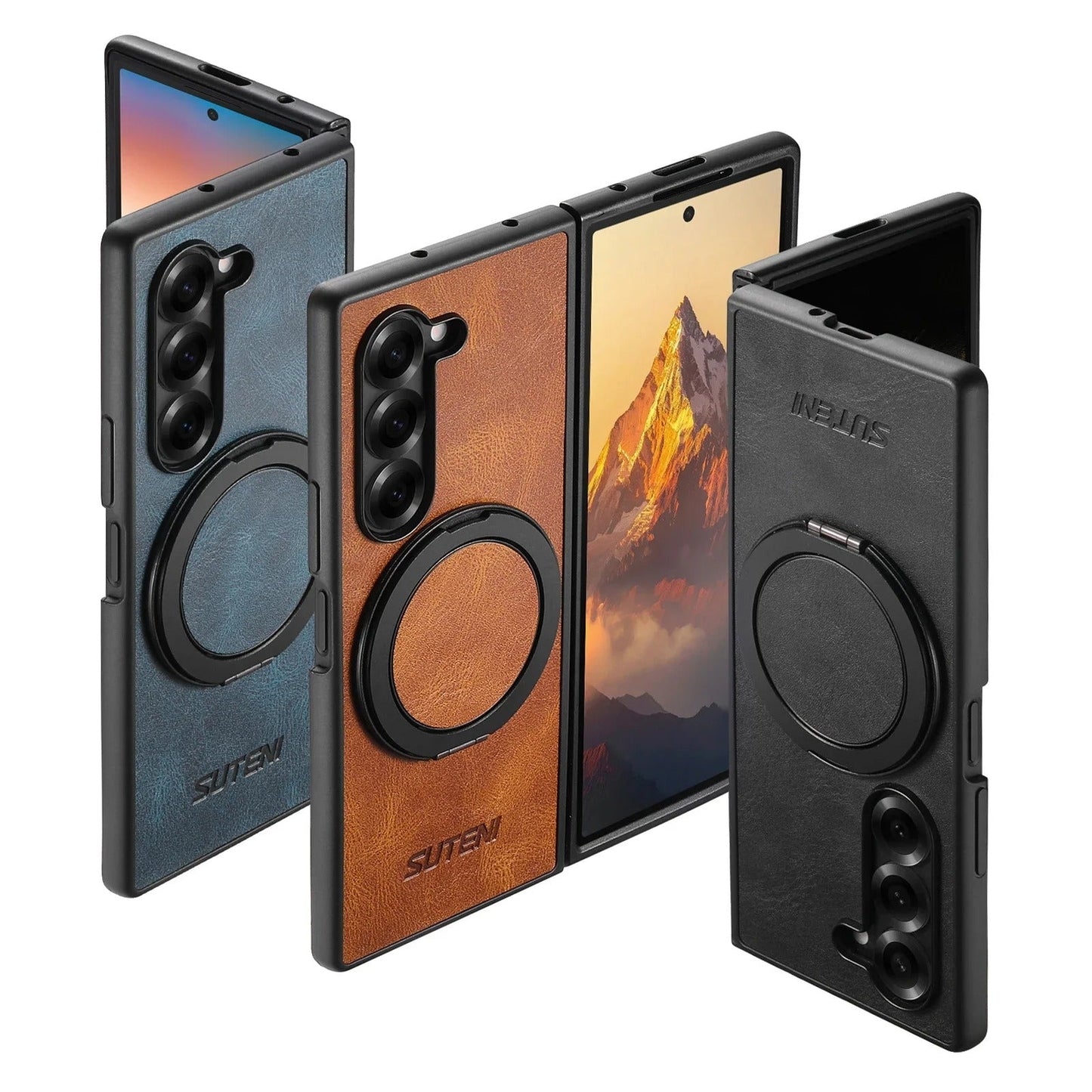 LuxTurn Fold – Vintage Leather 360° Rotating Stand Case