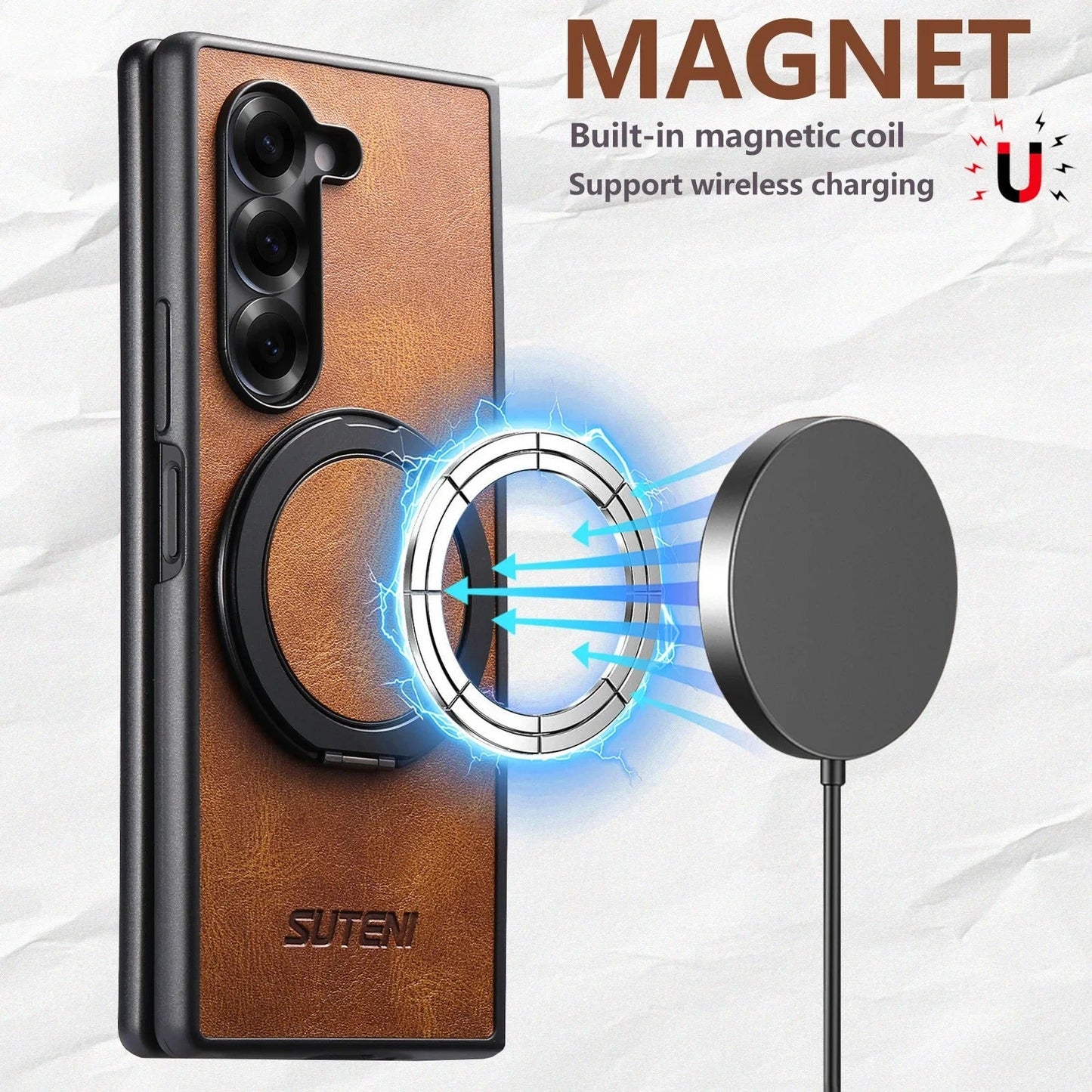 LuxTurn Fold – Vintage Leather 360° Rotating Stand Case
