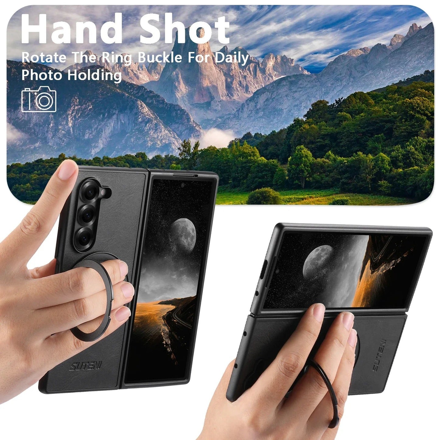 LuxTurn Fold – Vintage Leather 360° Rotating Stand Case