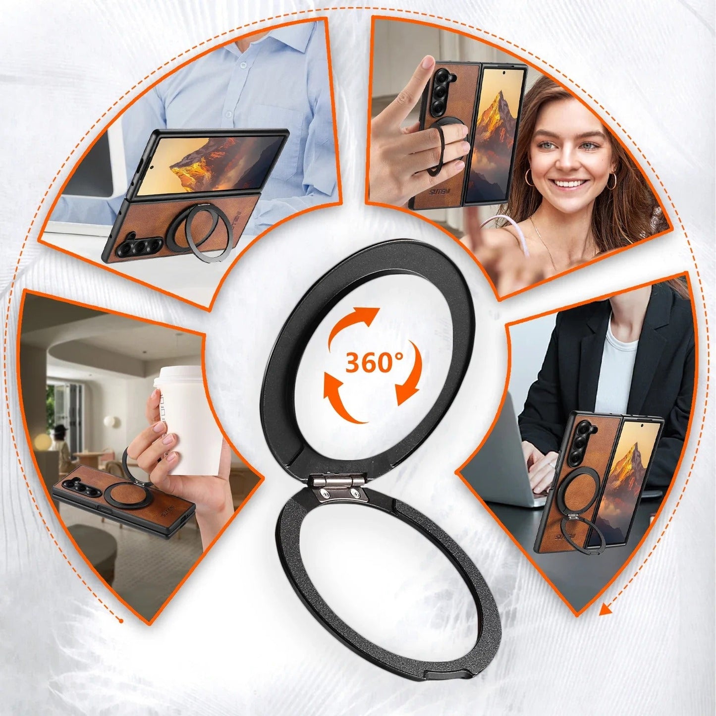 LuxTurn Fold – Vintage Leather 360° Rotating Stand Case