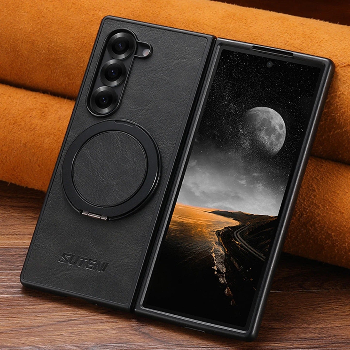 LuxTurn Fold – Vintage Leather 360° Rotating Stand Case