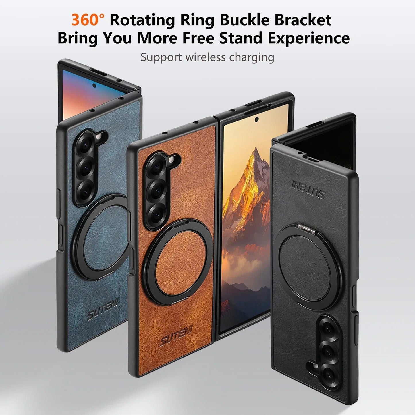 LuxTurn Fold – Vintage Leather 360° Rotating Stand Case