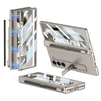FoldShield™ 360° Privacy Armor Case with Magnetic S-Pen Hinge Guard and Discreet Kickstand