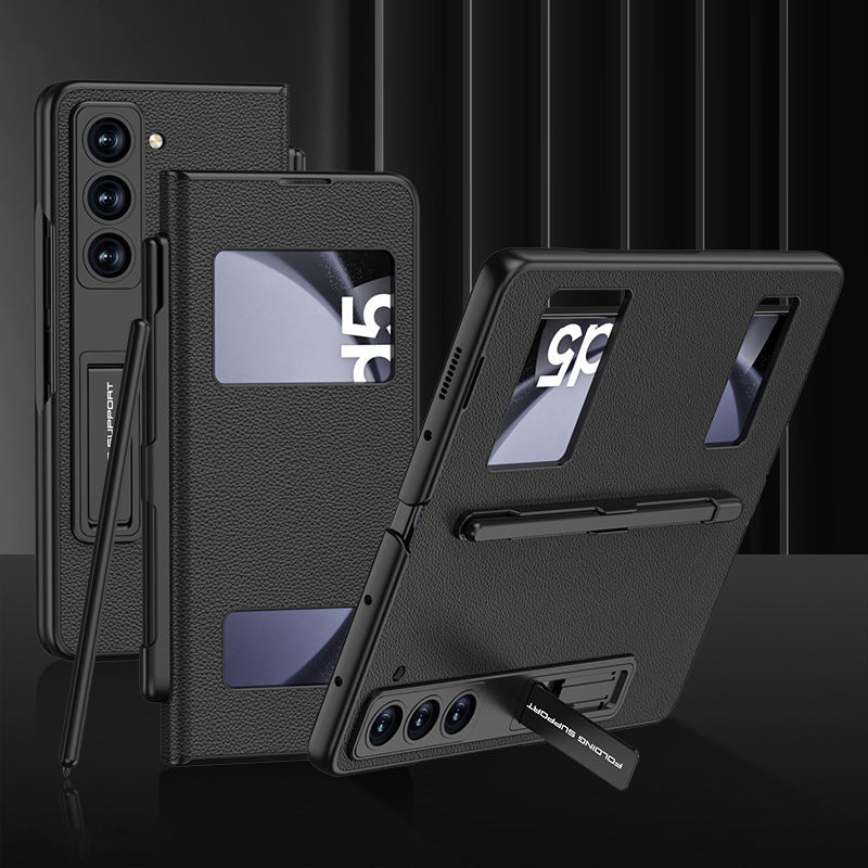 All-in-One Luxury Z Fold Leather Case: Stylus, Stand & Hinge