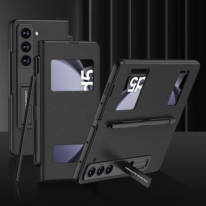 All-in-One Luxury Z Fold Leather Case: Stylus, Stand & Hinge