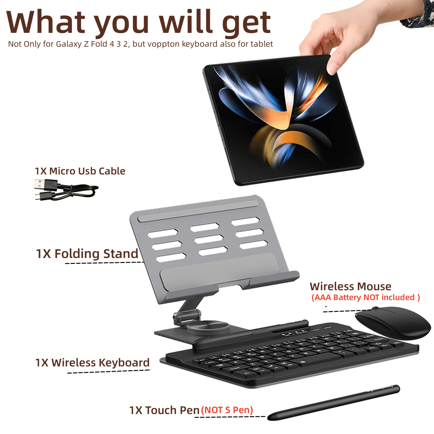 Ultimate Z Fold Workstation: 4-in-1 Desk Stand & Bluetooth Keyboard
