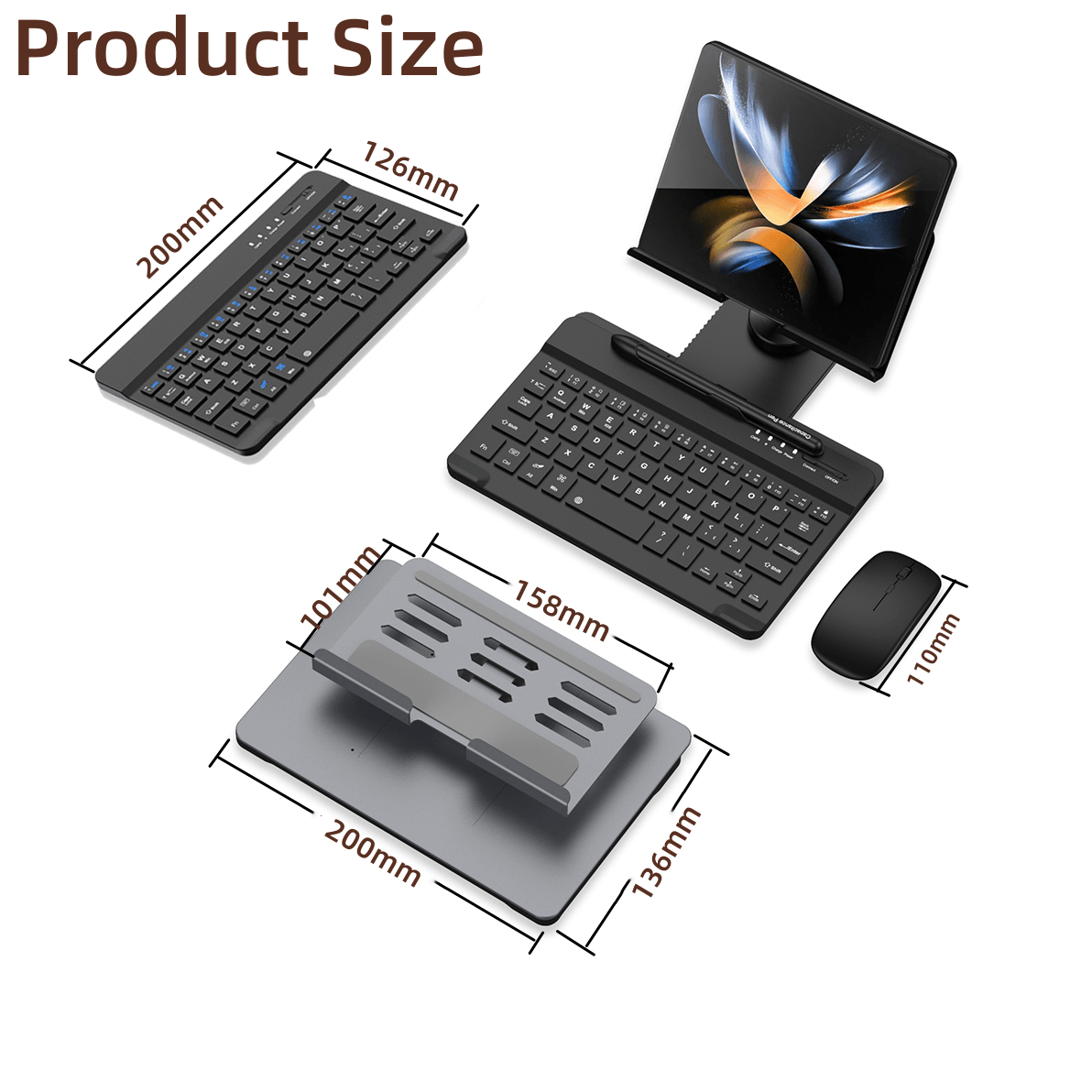 Ultimate Z Fold Workstation: 4-in-1 Desk Stand & Bluetooth Keyboard