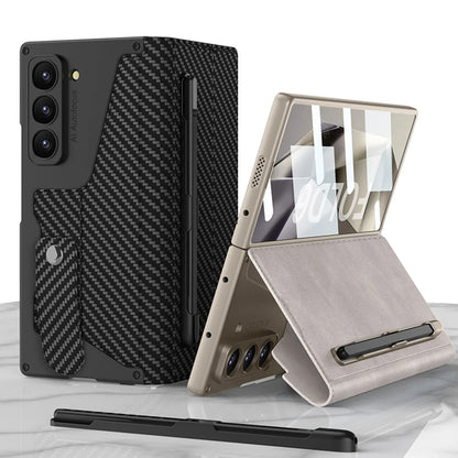 Z Fold 6 Leather Wallet Case with Screen Protector & Kickstand