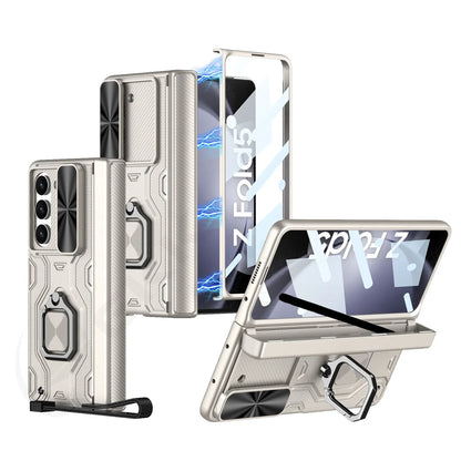 Shockproof 360° Z Fold 6 Case - Hinge, Camera Slide, Screen, Ring & Strap