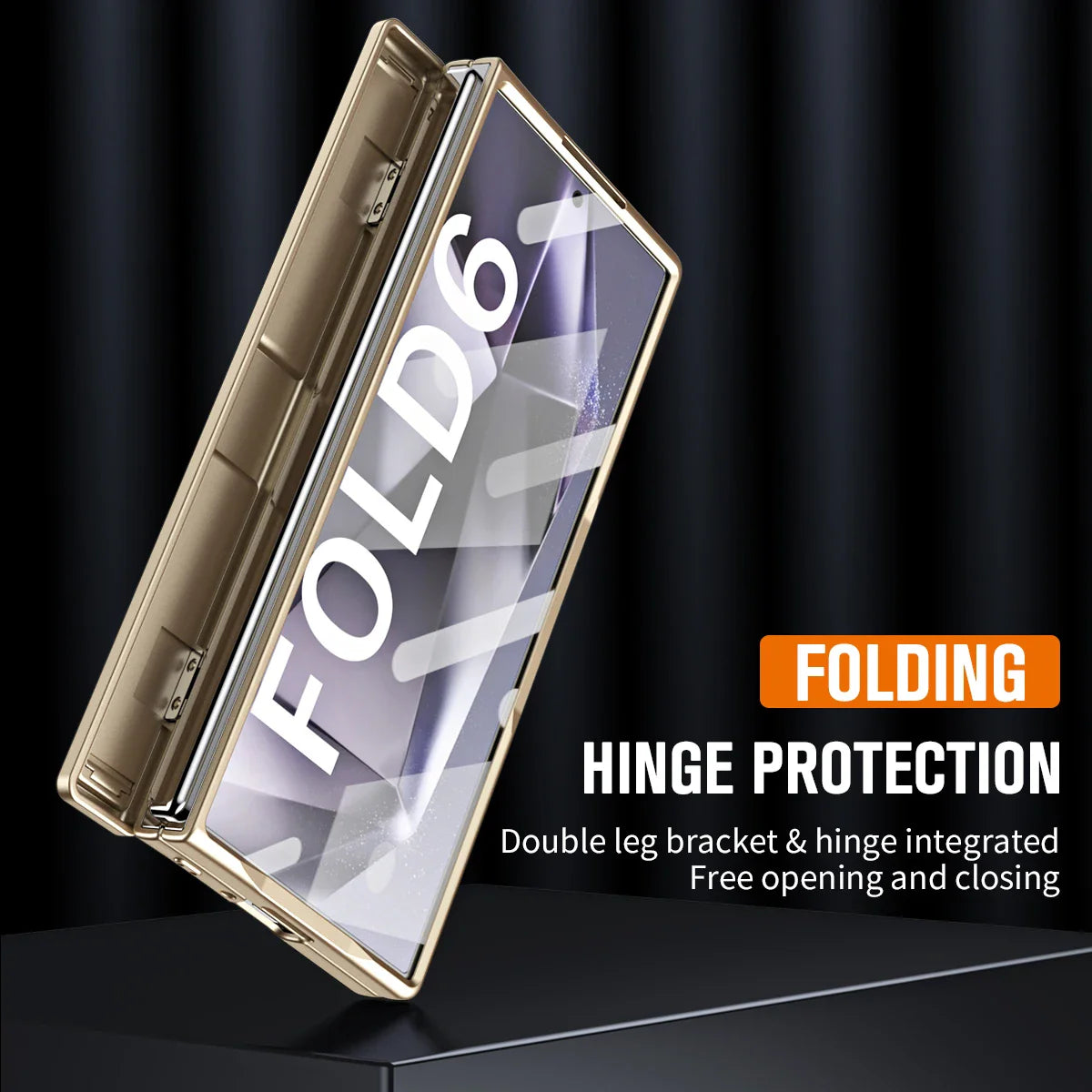 Z Fold 6 Hinge Shockproof Case with Double Kickstand & Screen Film