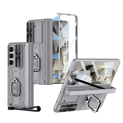 Shockproof 360° Z Fold 6 Case - Hinge, Camera Slide, Screen, Ring & Strap