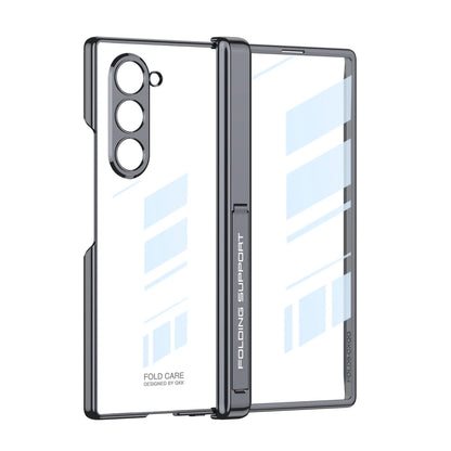 Z Fold 6 Transparent Magnetic Case with Hinge Protection & Kickstand
