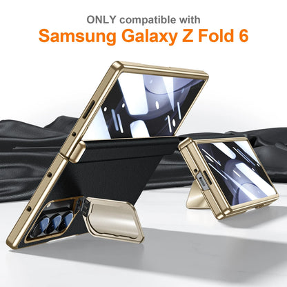 Z Fold 6 Leather Magnetic Hinge Camera Protection Barcket Case