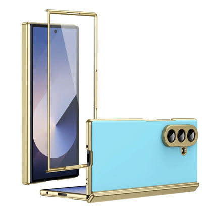 GoldEdge Fold – Matte Leather Z Fold Case with Hinge & Screen Protection