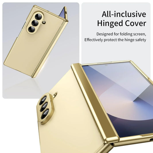 GoldEdge Fold – Matte Leather Z Fold Case with Hinge & Screen Protection